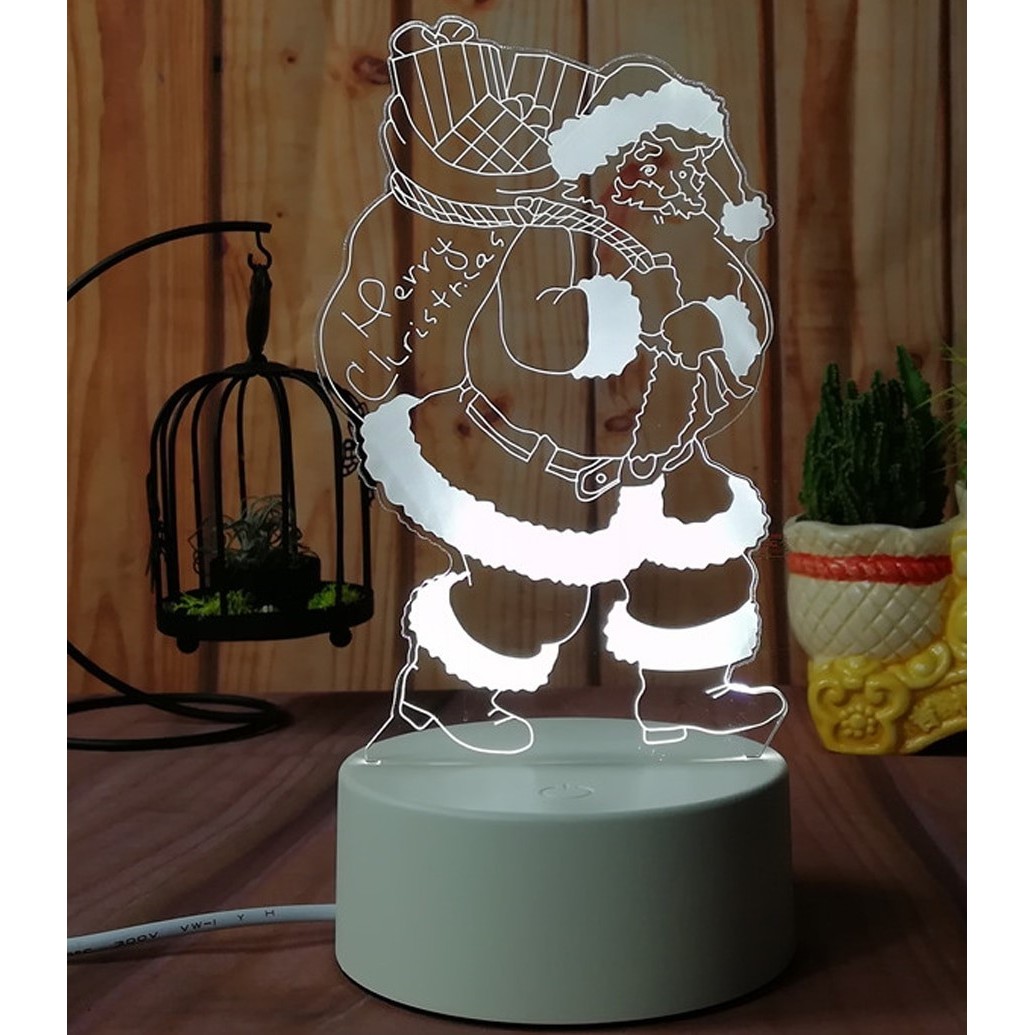 Lampa de Veghe cu Telecomanda si Baterii/USB 3D Model Mos Craciun Multicolor - imagine 2