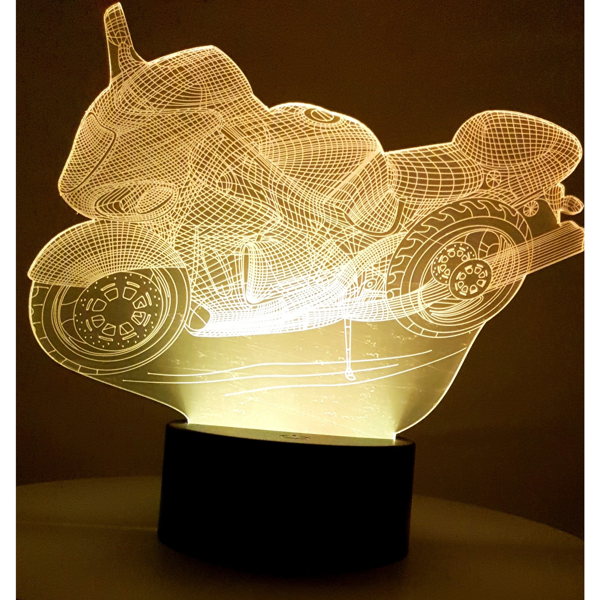 Lampa de Veghe cu Telecomanda si Baterii/USB 3D Model Motocicleta Multicolor - imagine 2