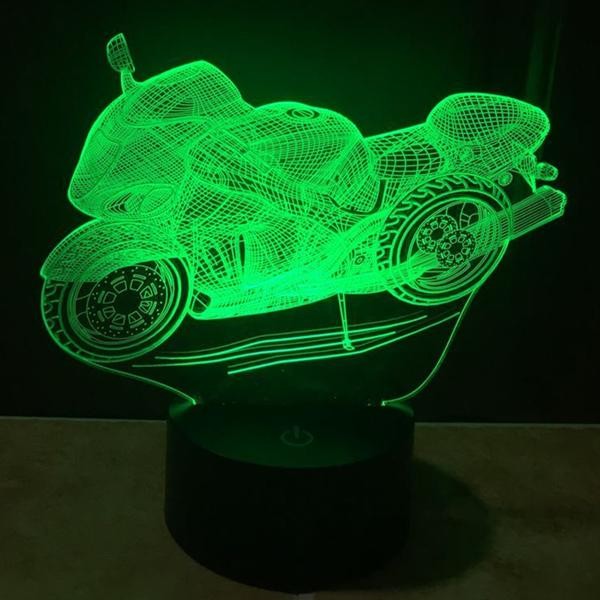 Lampa de Veghe cu Telecomanda si Baterii/USB 3D Model Motocicleta Multicolor - imagine 4