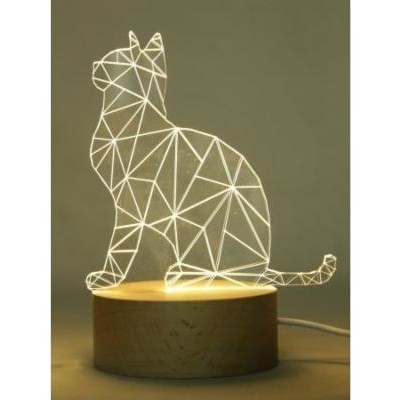 Lampa de Veghe cu Telecomanda si Baterii/USB 3D Model Pisica Multicolor - imagine 3