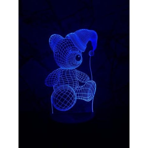 Lampa de Veghe cu Telecomanda si Baterii/USB 3D Model Ursulet Multicolor - imagine 4