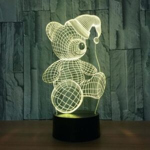 Lampa de Veghe cu Telecomanda si Baterii/USB 3D Model Ursulet Multicolor