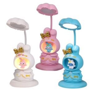 Lampa de Veghe, Flippy, cu Ascutitoare de Creioane, 2 Functii de Lumina, de Birou si de Veghe, Model Iepuras, Incarcare USB 10 x 29 cm, Multicolor