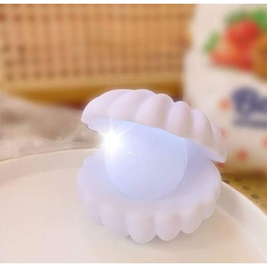 Lampa de Veghe, Flippy, Model Scoica cu Perla, Lumina Calda, 6x5 cm, Led, Baterii Incluse 3 x LR44, Alb - imagine 4