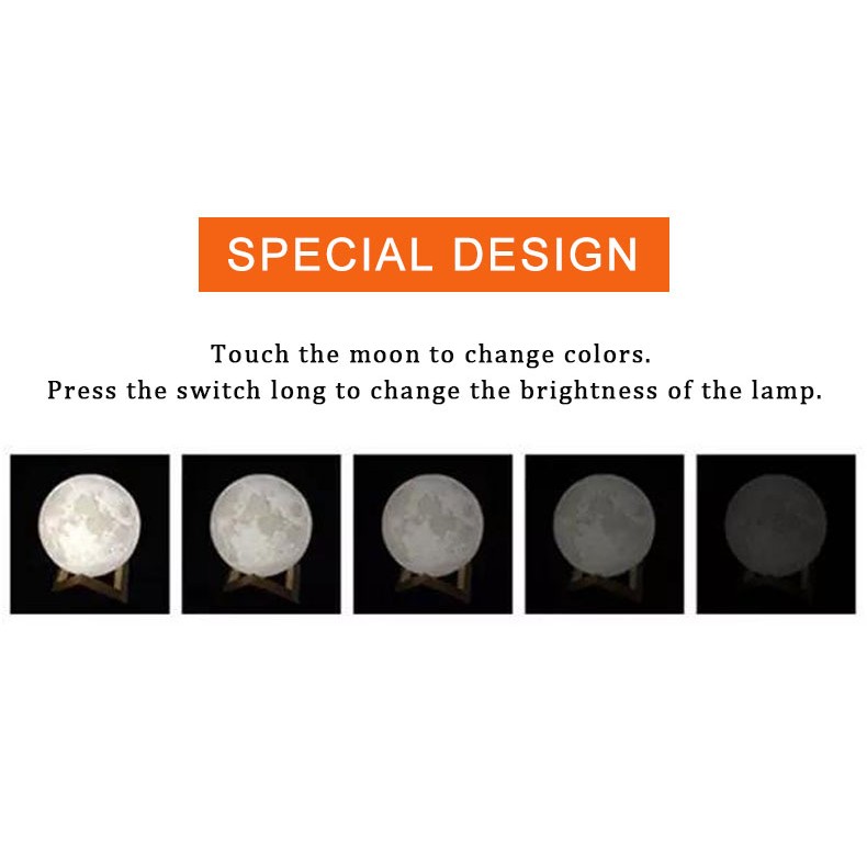 Lampa de veghe in forma de luna cu stele 3D Moon Light, Acumulator integrat, alimentare USB, stand din plastic inclus, 13 cm, 16 culori, Multicolor, Telecomanda inclusa, Flippy - imagine 3