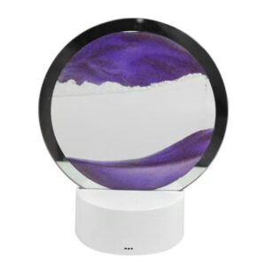 Lampa decorativa tip clepsidra Flippy, imagine 3D dinamica, nisipuri miscatoare, 16 x 18.5 cm, Mov