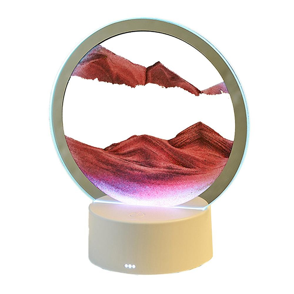 Lampa decorativa tip clepsidra Flippy, imagine 3D dinamica, nisipuri miscatoare, 16 x 18.5 cm, Rosu - imagine 4