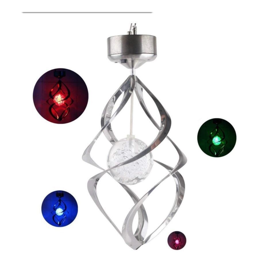 Lampa solara LED RGB spirala pentru gradina/terasa Flippy, se roteste de la vant, 35 x 5.5 cm, rezistenta la apa, 2V, 600 mAh, multicolor - imagine 4