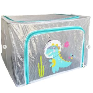 Cutie de Depozitare, Flippy, pentru Camera Copiilor, 66L, din PVC, Model Dinozaur, 50 x 40 x 33 cm, Transparent