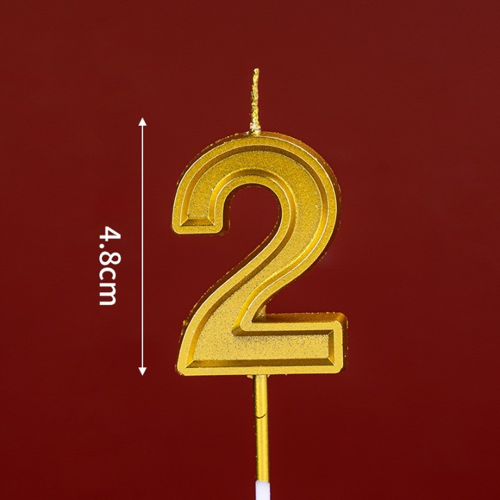Lumanare pentru Tort Cifra 2, Flippy, 4.8 cm, Aniversare, Aurie - imagine 3
