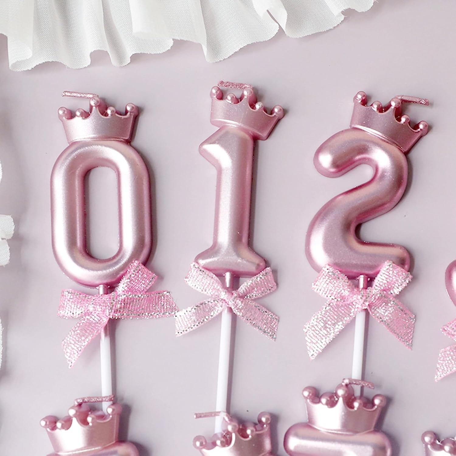 Lumanare Cifra 0, Flippy, Model Coroana cu Fundita, Pentru Tort, 6 x 2.5 cm Mov - imagine 3