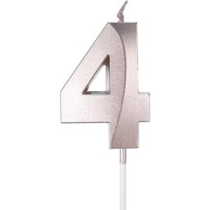 Lumanare Cifra 4, Flippy, Model Diamond, 5 x 3.4 cm, Argintiu