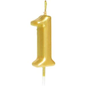Lumanare de Tort, Flippy, Model Cifra 1, Party, 4.5 x 2.5 cm, din Parafina, Auriu