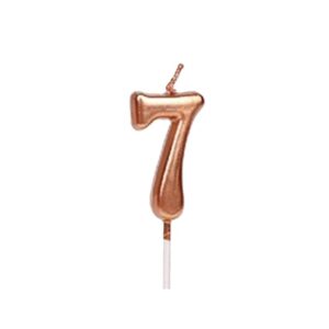 Lumanare de Tort, Flippy, Model Cifra 7, Party, 4.5 x 2.5 cm, din Parafina, Rose Gold