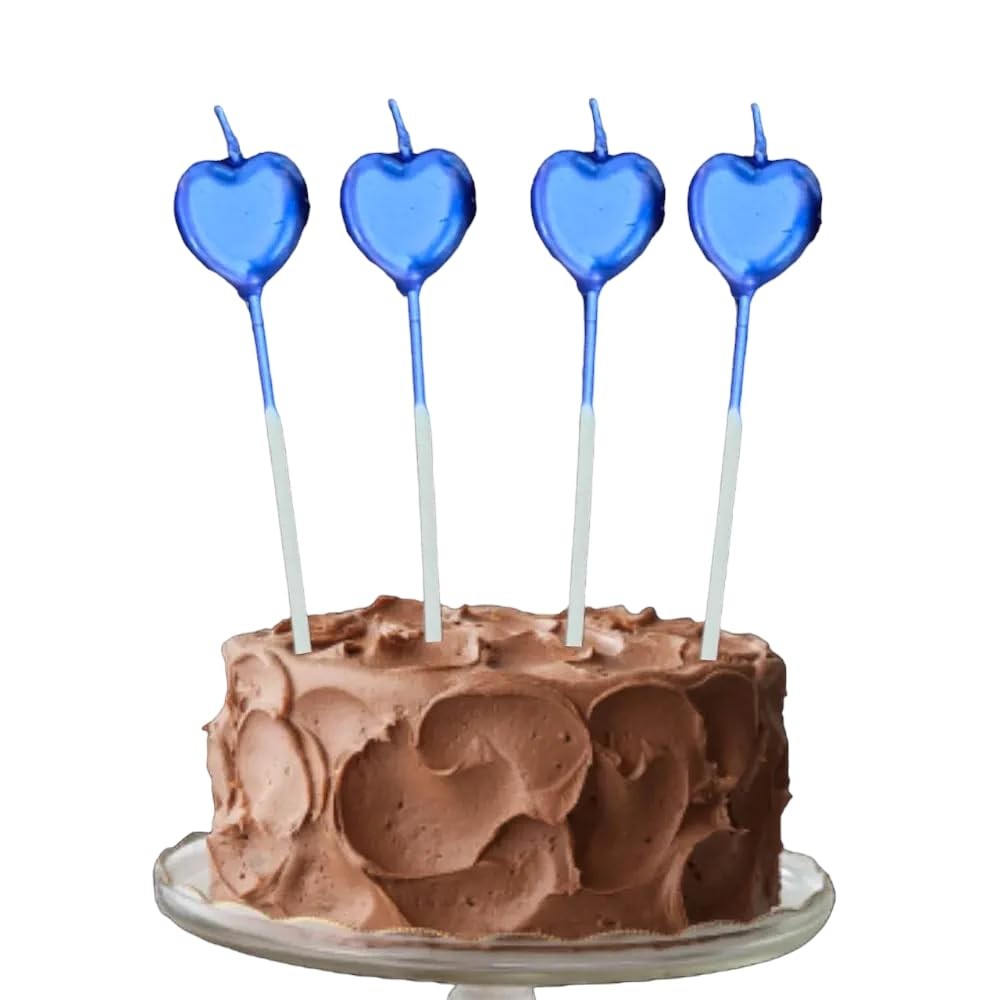 Lumanare de Tort, Flippy, Model Inima, Party, 8.5 x 3 cm, Albastru - imagine 2