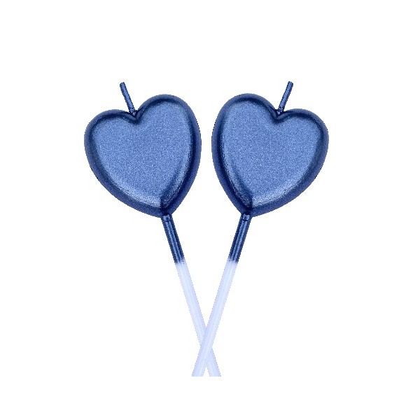 Lumanare de Tort, Flippy, Model Inima, Party, 8.5 x 3 cm, Albastru - imagine 3