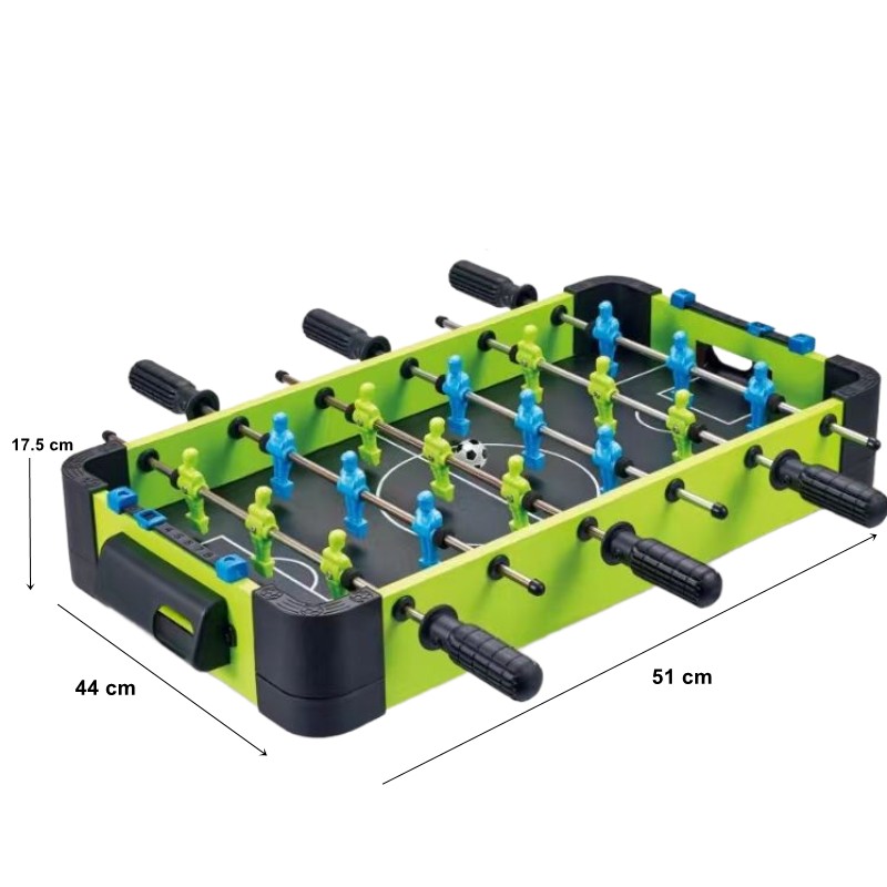 Masa de fotbal cu teren si 18 jucatori Flippy, 6 manere, cu Tablou Scor, din Metal si ABS, 51 x 44 x 17.5 cm, Design Multicolor, pentru copii/adulti, verde - imagine 3