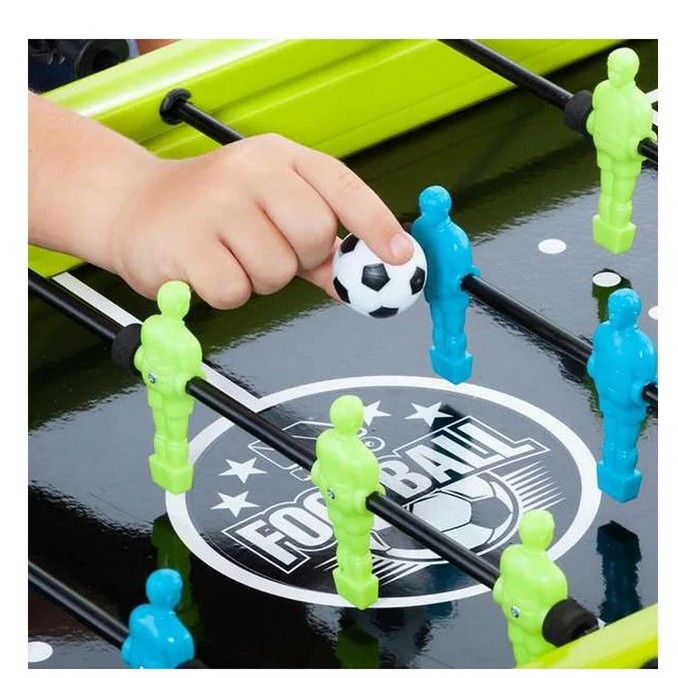 Masa de fotbal cu teren si 18 jucatori Flippy, 6 manere, cu Tablou Scor, din Metal si ABS, 51 x 44 x 17.5 cm, Design Multicolor, pentru copii/adulti, verde - imagine 4