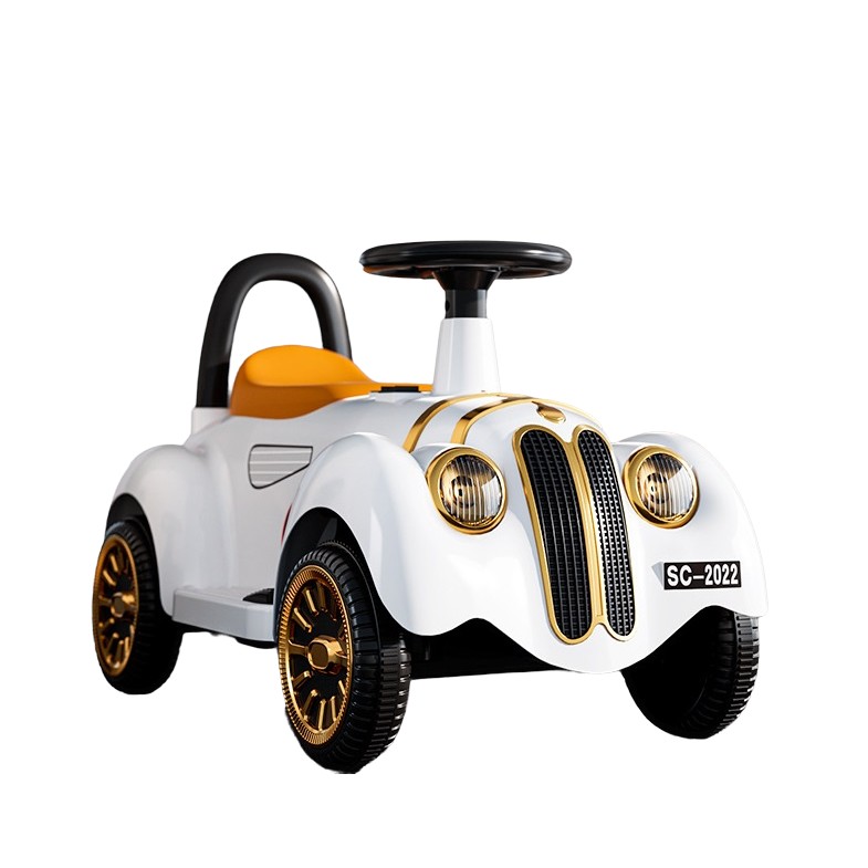 Masinuta Electrica Flippy, Model de Epoca, cu Acumulator, Sistem Anti-Rasturnare, Sistem de Lumini si Sunet, 1-5 Ani, 75 x 36 x 45 cm, Alb - imagine 3