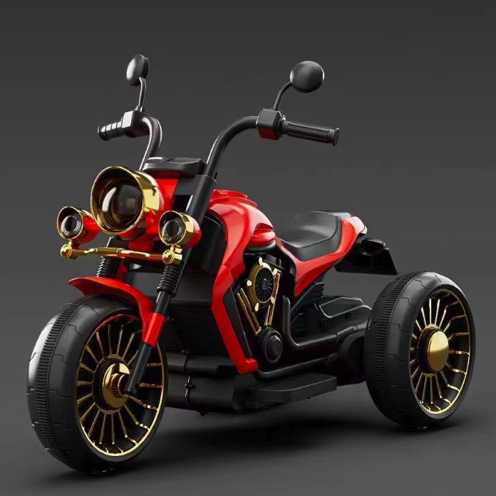 Tricicleta Electrica pentru Copii, Flippy, cu 2 Acumulatoare 380*2, 6V 4.5, Sistem Anti-Rasturnare, Sistem de Lumini si Sunet, 6-8 Ani, 93 x 48 x 63 cm, Rosu Negru - imagine 2