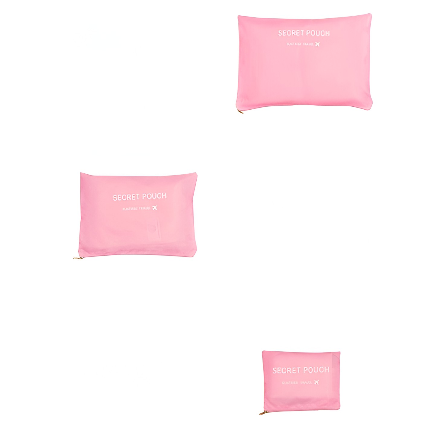 Set 6 Genți de Calatorie, Flippy, pentru Depozitare, Impermeabile, Organizator, Multifuncționale, Design cu Plasa, Pliabile, Fermoar, Dimensiuni Diferite, Roz - imagine 4