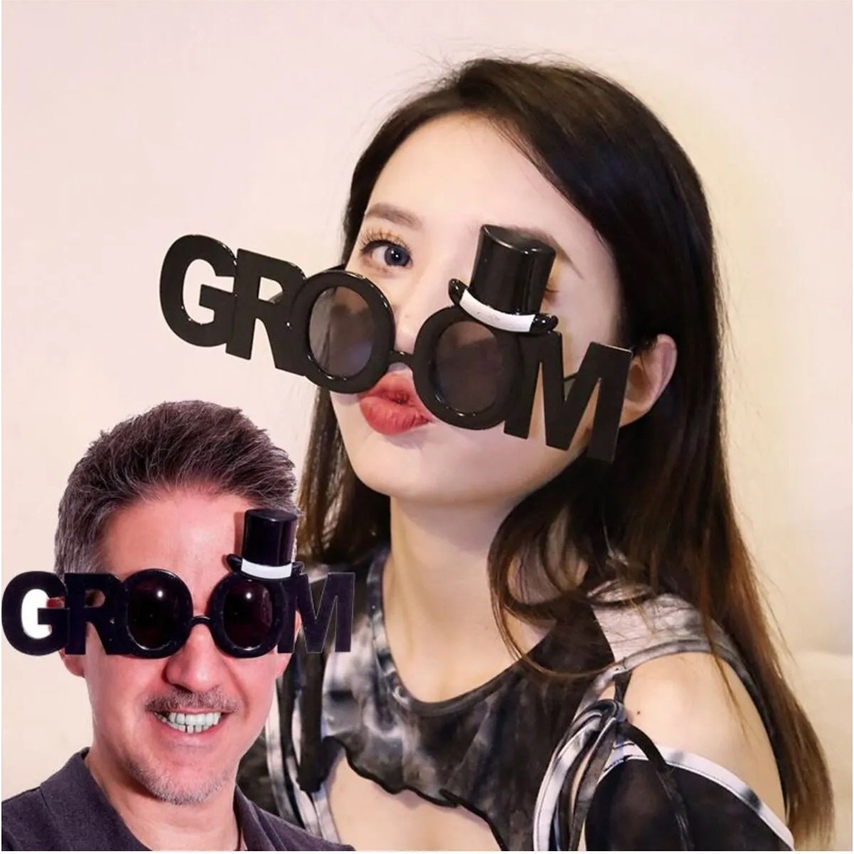 Ochelarii Decorativi, Flippy, Tema Nunta, Model Groom (Ginere), din Plastic, Negru - imagine 4