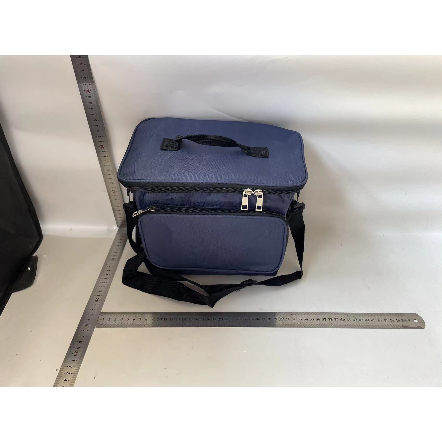 Geanta pentru Pranz, Flippy, Multifunctionala, Compartimentata, 2 Tipuri de Manere, Impermeabila, 26x24x17 cm, Albastru - imagine 2