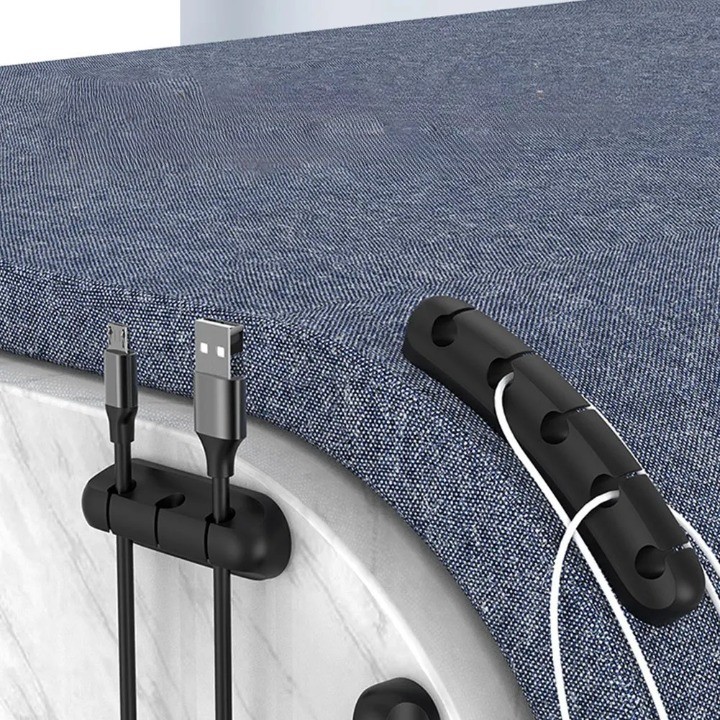 Organizator de Cabluri, Flippy, Autoadeziv, Multifunctional, 5 Locuri de Suport, 9.6x2.2cm, Negru - imagine 4