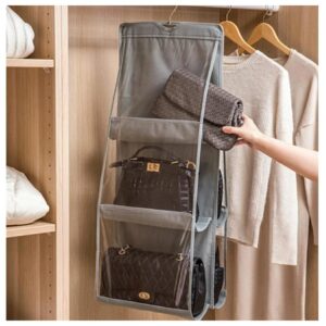 Organizator Genti 6 Compartimente Flippy, Suspendabil, 85 x 36 cm, gri