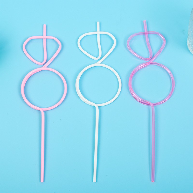 Pai de Plastic, Flippy, Model Inel cu Diamant, Tematica Nunta, Diametru 0.5 cm, Roz/Alb - imagine 2