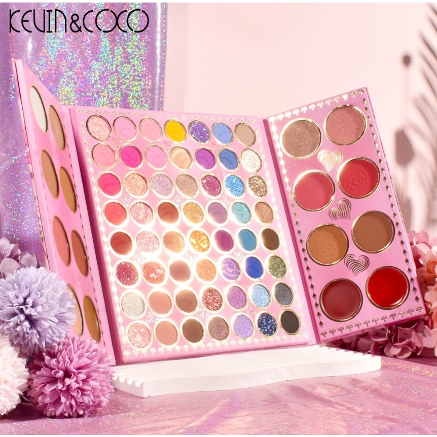 Paleta de farduri Kevin&Coco, 72 de culori, stil pliabil, conturing, iluminator, blush incluse, dreptunghiulara, 22 x 24.5 cm, 490 g, multicolor - imagine 2