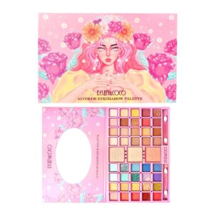 Paleta Farduri Flippy, Kevin&Coco Varianta 2, 43 Culori, Farduri Mate si Sidefate, Pudra si Iluminator, 2 Aplicatoare Incluse, Dreptunghiulara, 400 g,  27.3 x 17.8 x 1.3 cm, Valabilitate 3 Ani, Multicolor