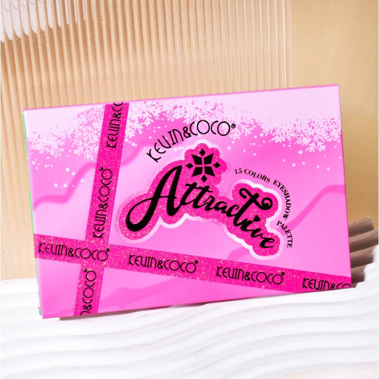 Paleta de Machiaj, KEVIN & COCO, Atractive, Farduri de Pleoape, 15 Culori, Model B, 16.5x10.8x1.5 cm, Multicolor - imagine 2