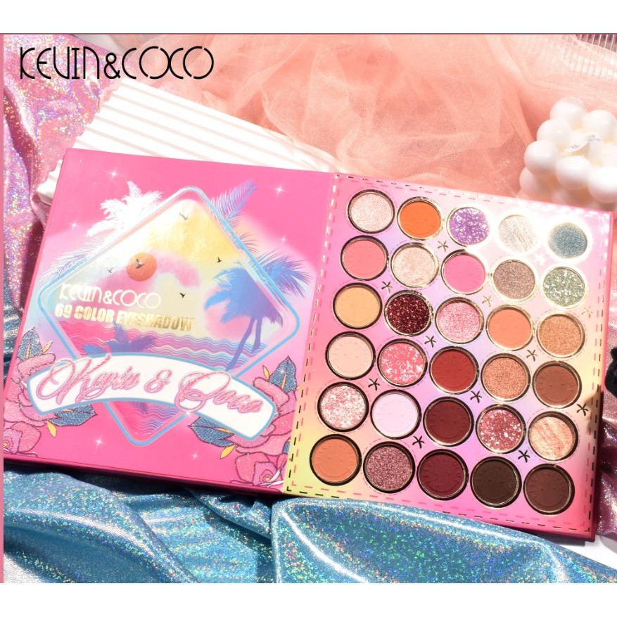 Paleta farduri Kevin&Coco, 69 nuante, blush, iluminator, conturing, deschidere tip carte, 18.6 x 16.5 cm, 97 g, multicolor, model 2 - imagine 2