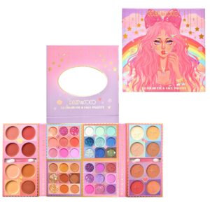 Trusa de machiaj, paleta de farduri Kevin&Coco cu 52 de culori pigmentate si nude, Flippy