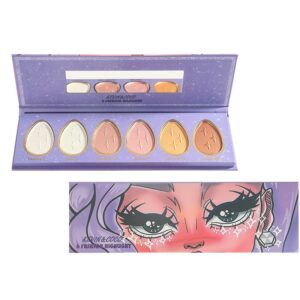 Paleta make-up 6 culori Flippy, blush, highlight, contur, model 2, 22.5x6.6 cm, multicolor