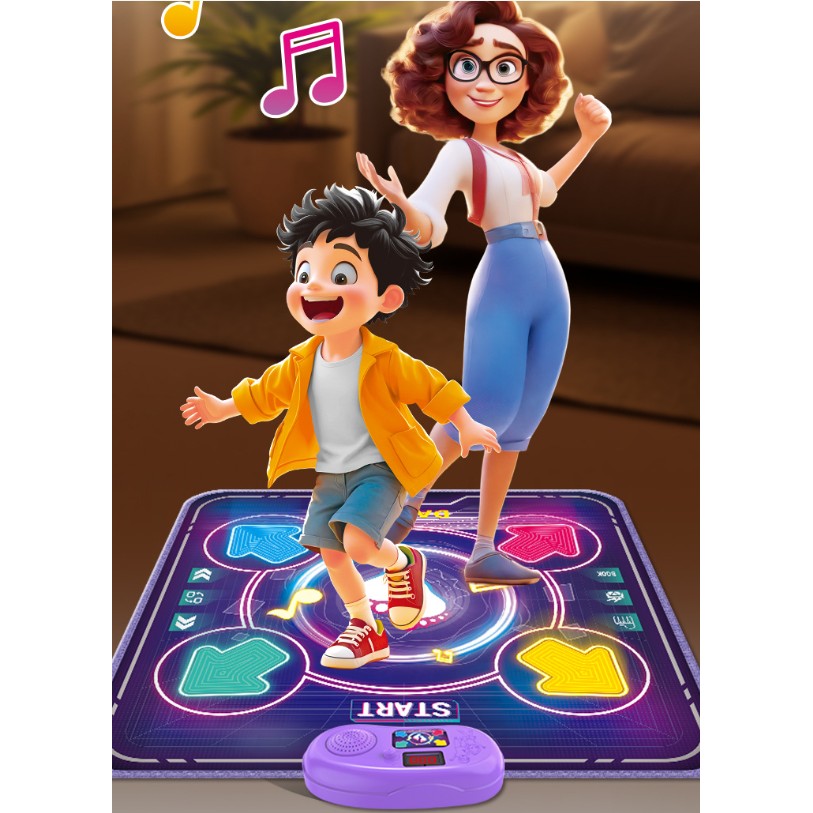 Jucarie Interactiva, Flippy, Covor Muzical de Dans, 4-6 Ani, Bluetooth, 4 Moduri, 90 x 90 cm, Mov - imagine 2