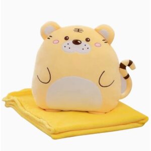 Patura 2in1 pentru Pat sau Canapea, Flippy, Model Jucarie Tigru cu Spatiu de Depozitare Patura, Microfibra, 1x1.7 m, Portocaliu