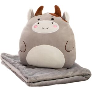 Patura 2in1 pentru Pat sau Canapea, Flippy, Model Jucarie Vacuta cu Spatiu de Depozitare Patura, Microfibra, 1x1.7 m, Gri