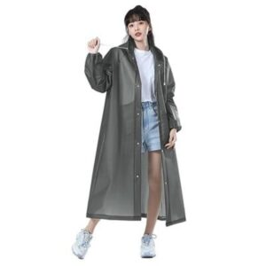 Pelerina de Ploaie, Flippy, pentru Adulti 150-180 cm, din EVA, Impermeabila, Rezistenta la Vant, Inchidere cu Capse, 140 g, Gri