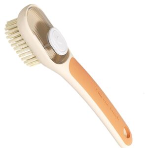 Perie Multifunctionala 2 in 1, Flippy, Perie Densa/Perie din Piele de Caprioara, cu Recipient Lichid, Maner Lung, 20.1x 4.3 x 5 cm, Portocaliu