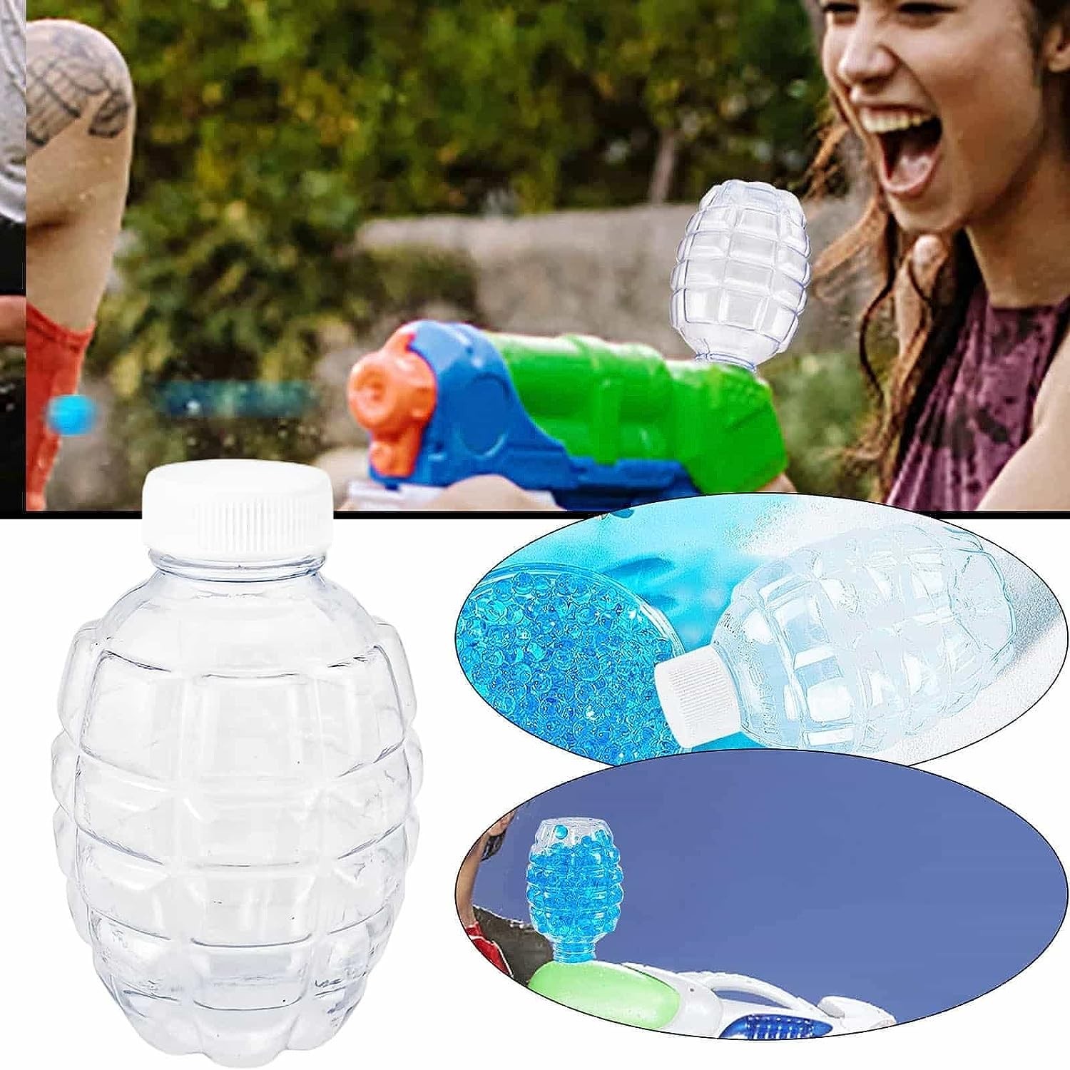 Munitie, Flippy, 20.000 Bile Gel pentru pistoale de jucarie Gel Blaster, Sticla Ananas 10.5x6.5 mm, Albastru - imagine 3