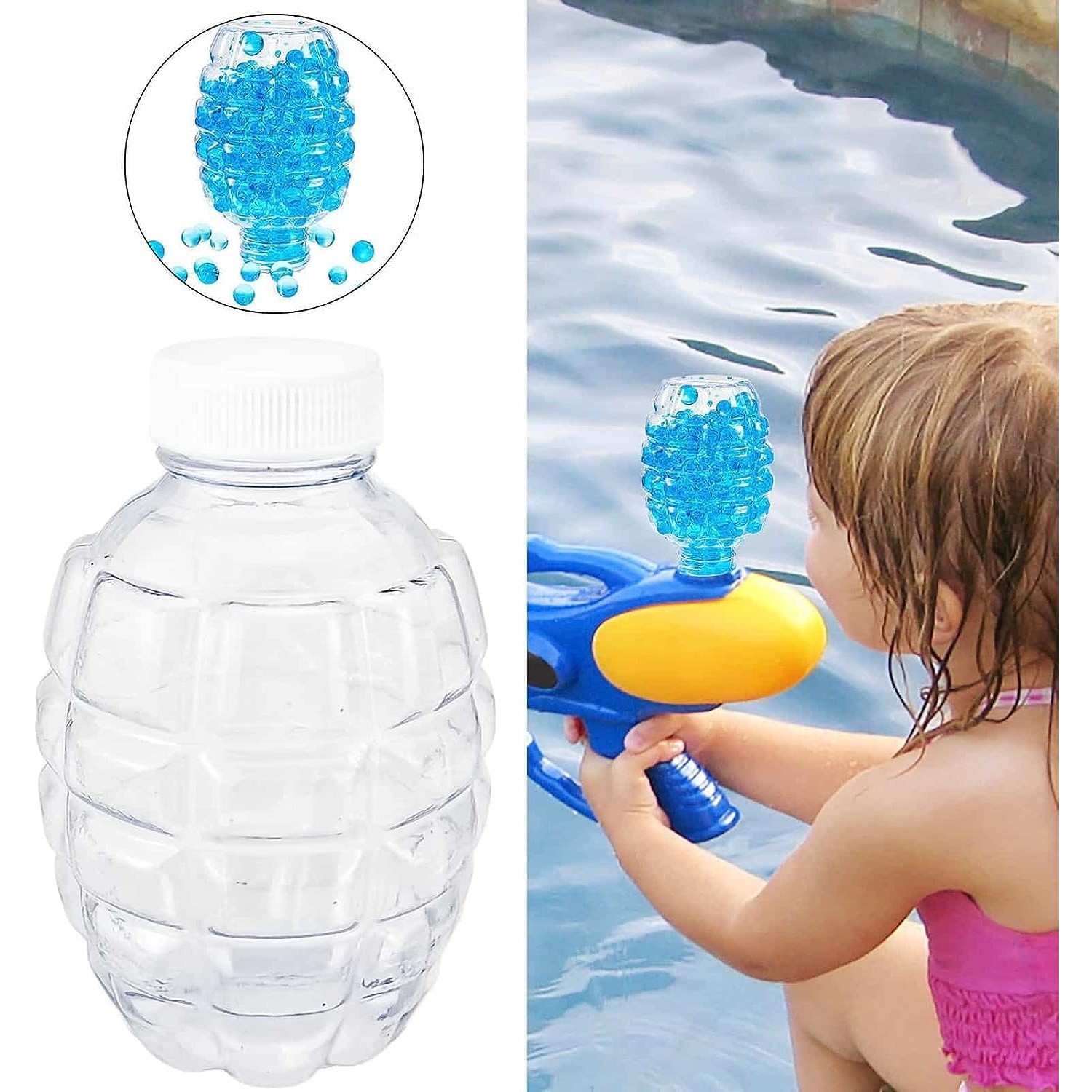 Munitie, Flippy, 20.000 Bile Gel pentru pistoale de jucarie Gel Blaster, Sticla Ananas 10.5x6.5 mm, Albastru - imagine 4