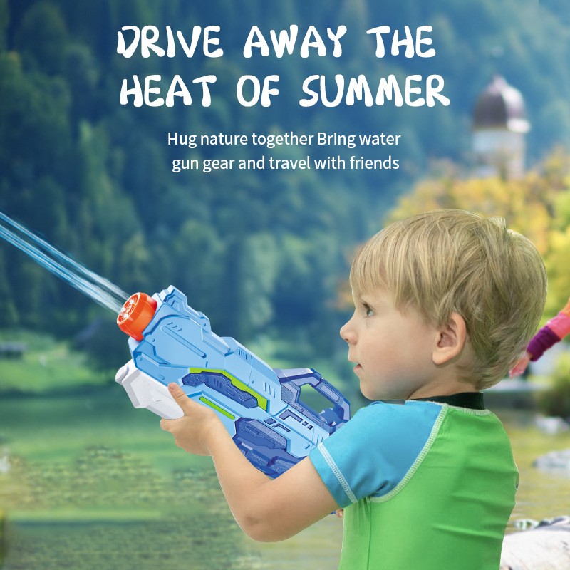 Pistol cu Apa pentru Copii, Rezervor, Pentru Piscina/Plaja, Flippy, 6ani+, 4 duze, Albastru, 1500ML - imagine 2