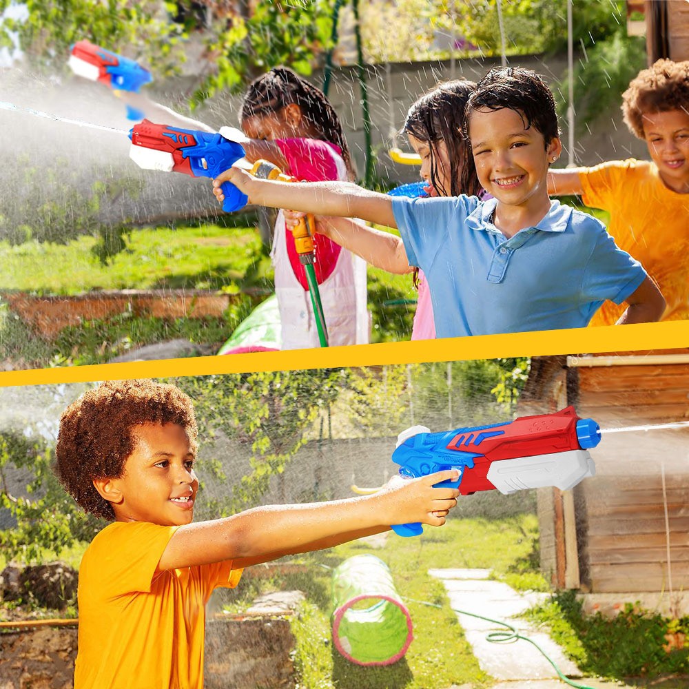 Pistol cu Apa pentru Copii, Rezervor, Pentru Piscina/Plaja, Flippy, 6ani+, Albastru deschis/Rosu, 300ML - imagine 3