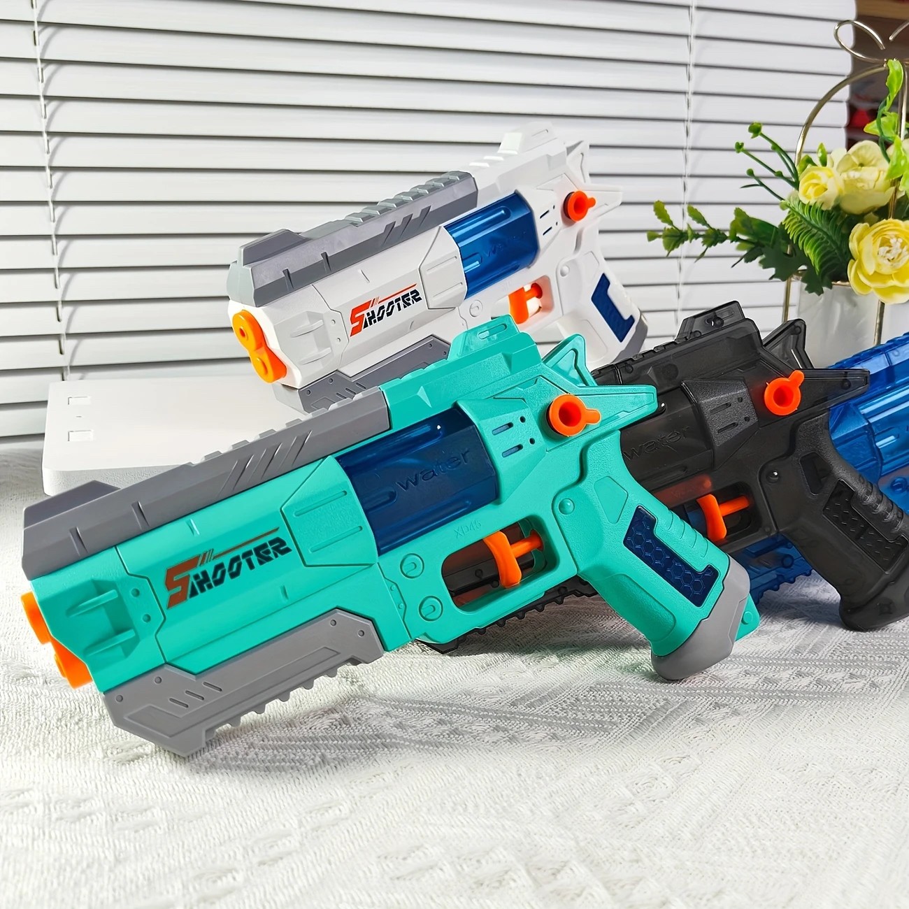 Pistol Manual cu Apa, Flippy, Jucarie Pistol cu Apa Sigur Pentru Copii, Design Nou S-Shooter Atractiv, 23 x 14.5 cm, Verde - imagine 3