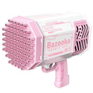 Pistol pentru Baloane de Sapun, Flippy, 69 de Gauri, Lumini Colorate, Tavita, Lichid, Baterie de Li, Cablu de Incarcare, 24cm x 14cm x 24cm, Roz