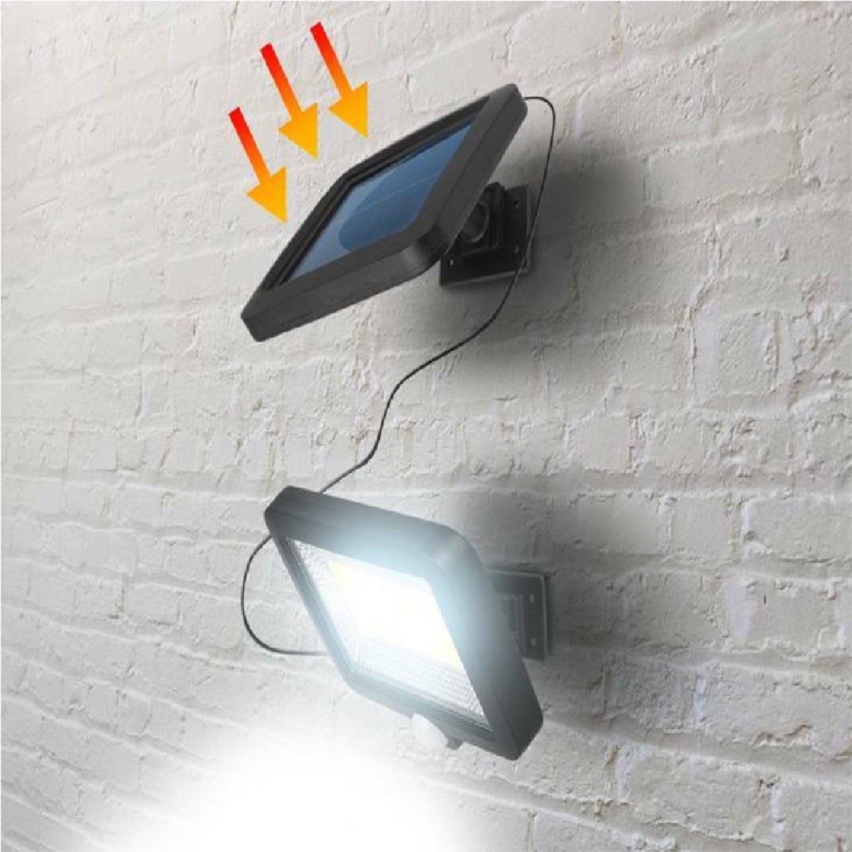 Lampa Solara LED 120 COB, Flippy, 6 Grile, Senzor de Lumina si Miscare, Lungime Cablu 4.8 m, Lumina Alba - imagine 2