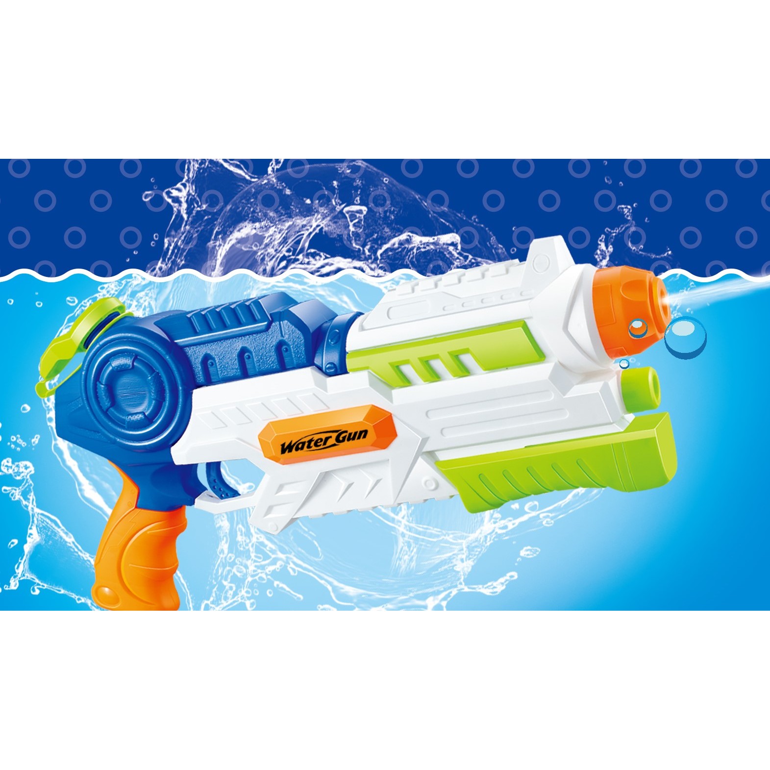 Pistol cu Apa pentru Copii, Rezervor, Pentru Piscina/Plaja, Flippy, 6ani+, Albastru/Multicolor, 1000ML - imagine 2