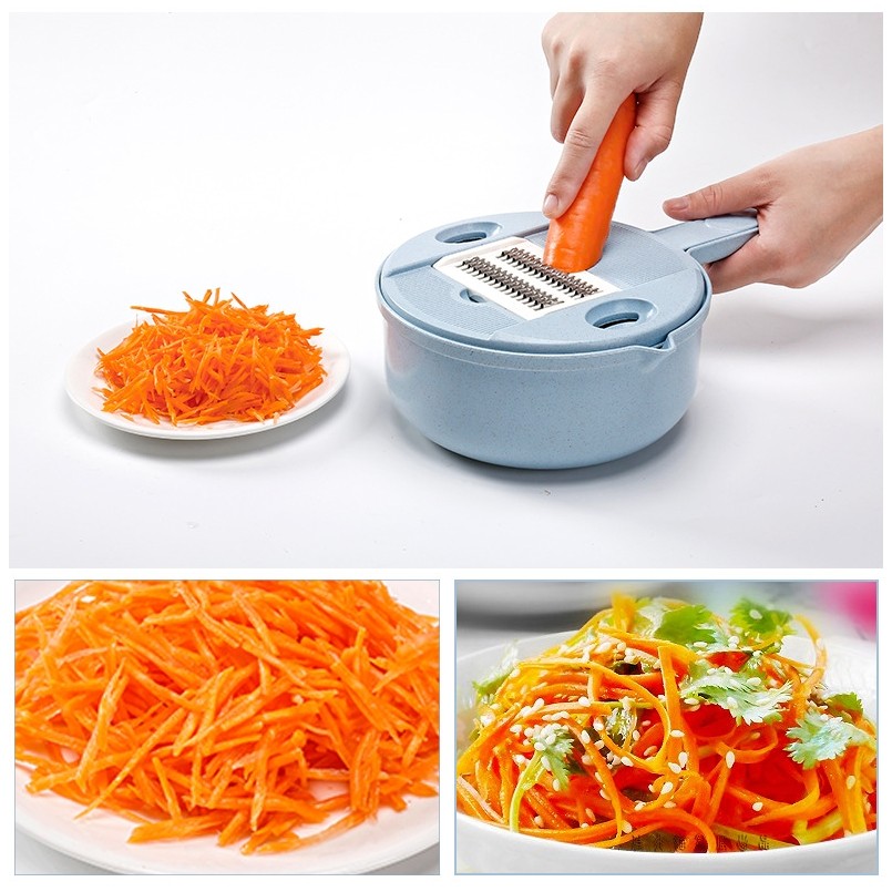 Razatoare multifunctionala Flippy pentru legume, fructe, branzeturi, 10 piese, 27.6x8 cm, albastru - imagine 2